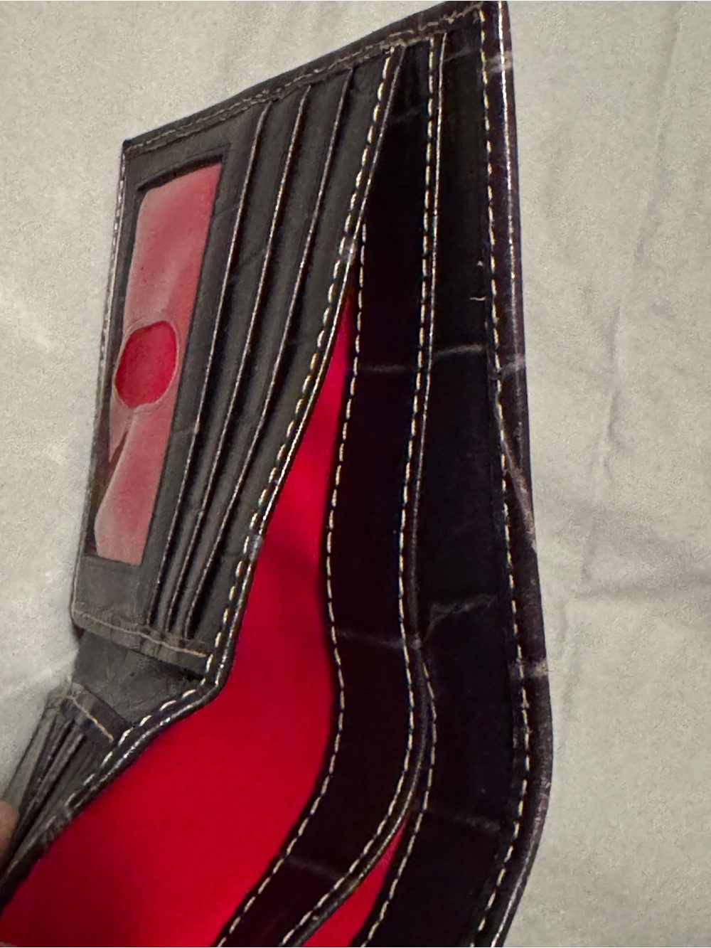 A Dooney & Bourke Croc-Embossed Compact Wallet with Gold Plaque - Picture 4 of 5